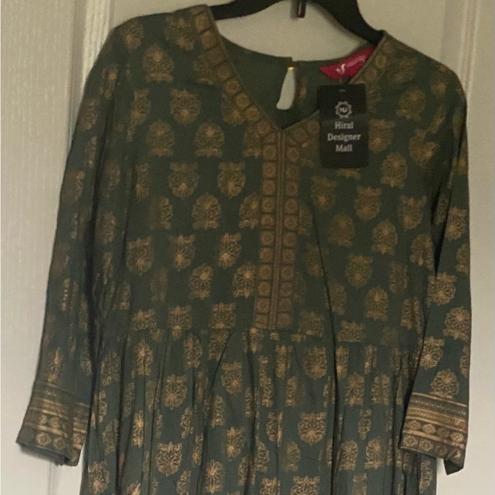 India Boutique Green Dress with Gold Accents